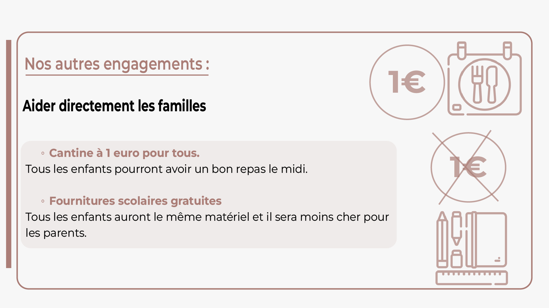 La cantine à 1e et les fournitures scolaires pour tous gratuites pour tous