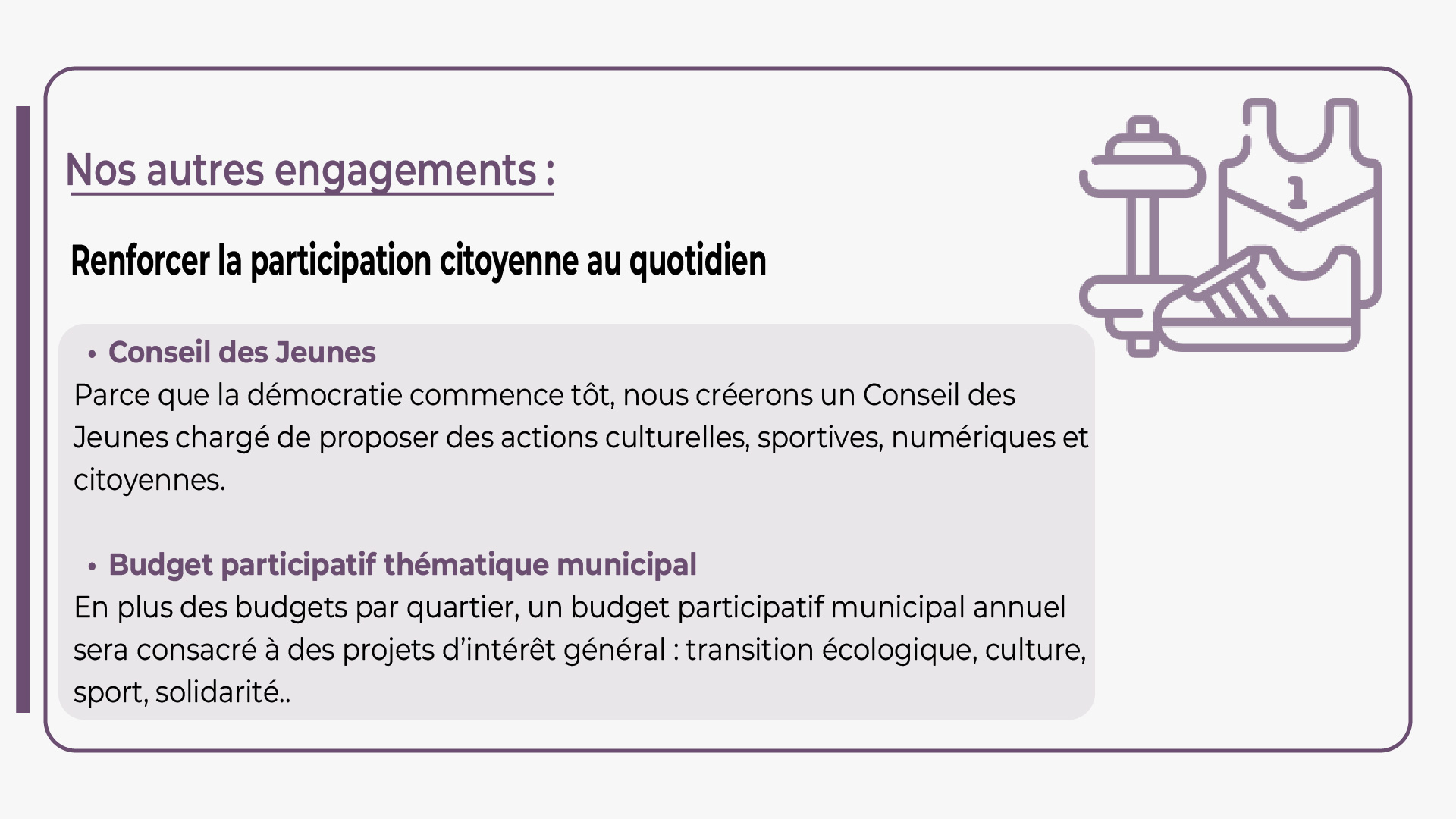 Création d'un Conseil des Jeunes et mis en place de budget participatif thématique municipal à Castelsarrasin