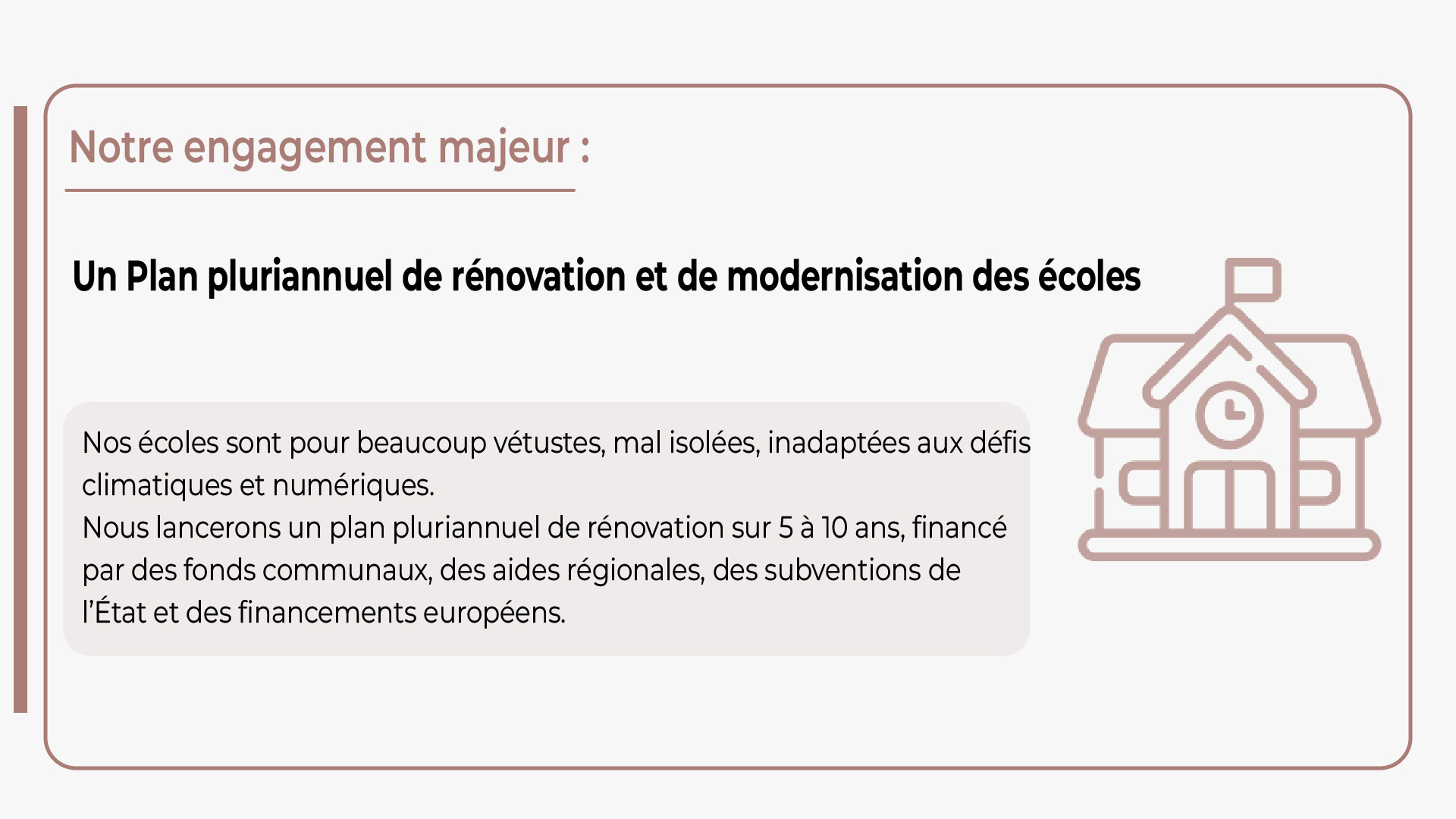 Un plan pluriannuel de rénovation et de modernisation des écoles