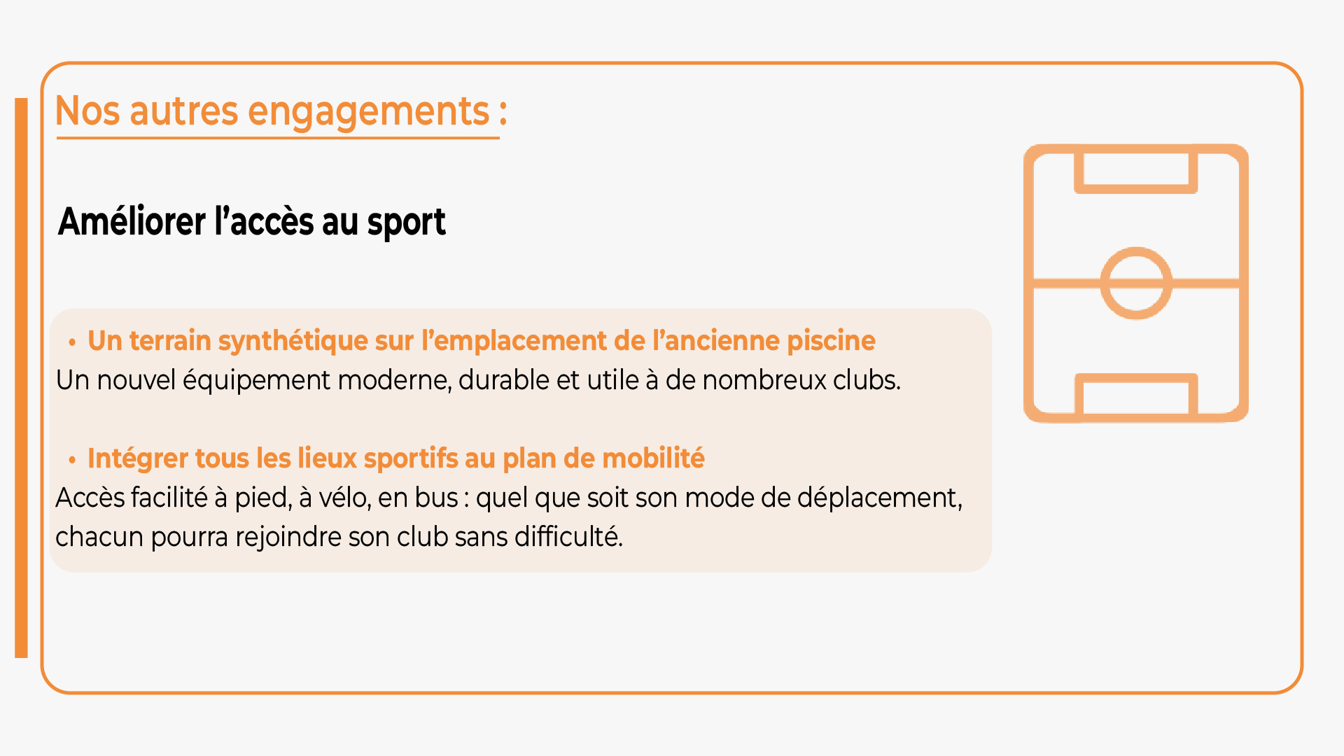 Création d'un terrain synthétique sur l'emplacement de l'ancienne piscine et intégrer tous les lieux au plan mobilité sur Castelsarrasin