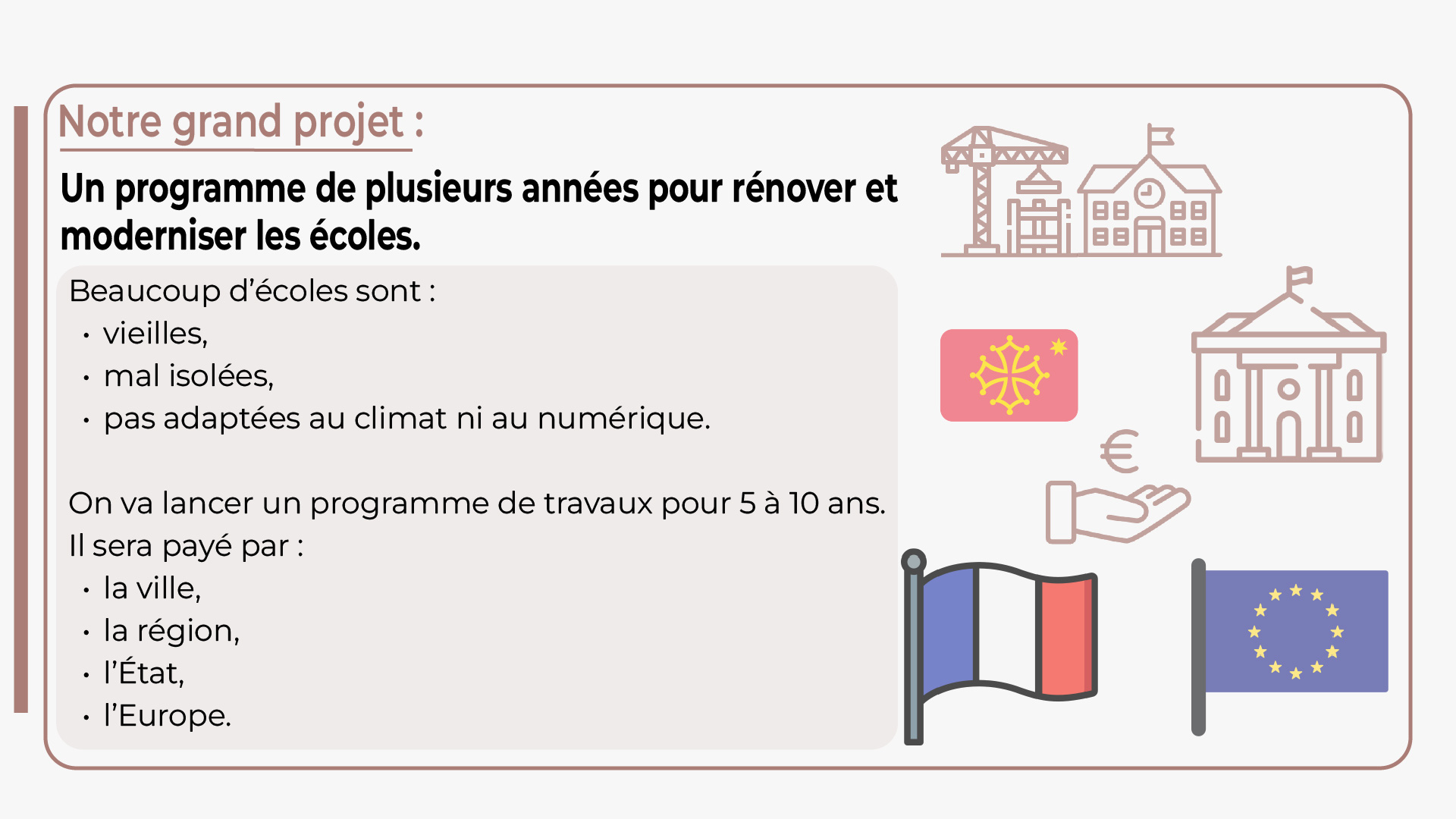 Castelsarrasin en commun propose dans son programme la rénovation et la modernisation des écoles