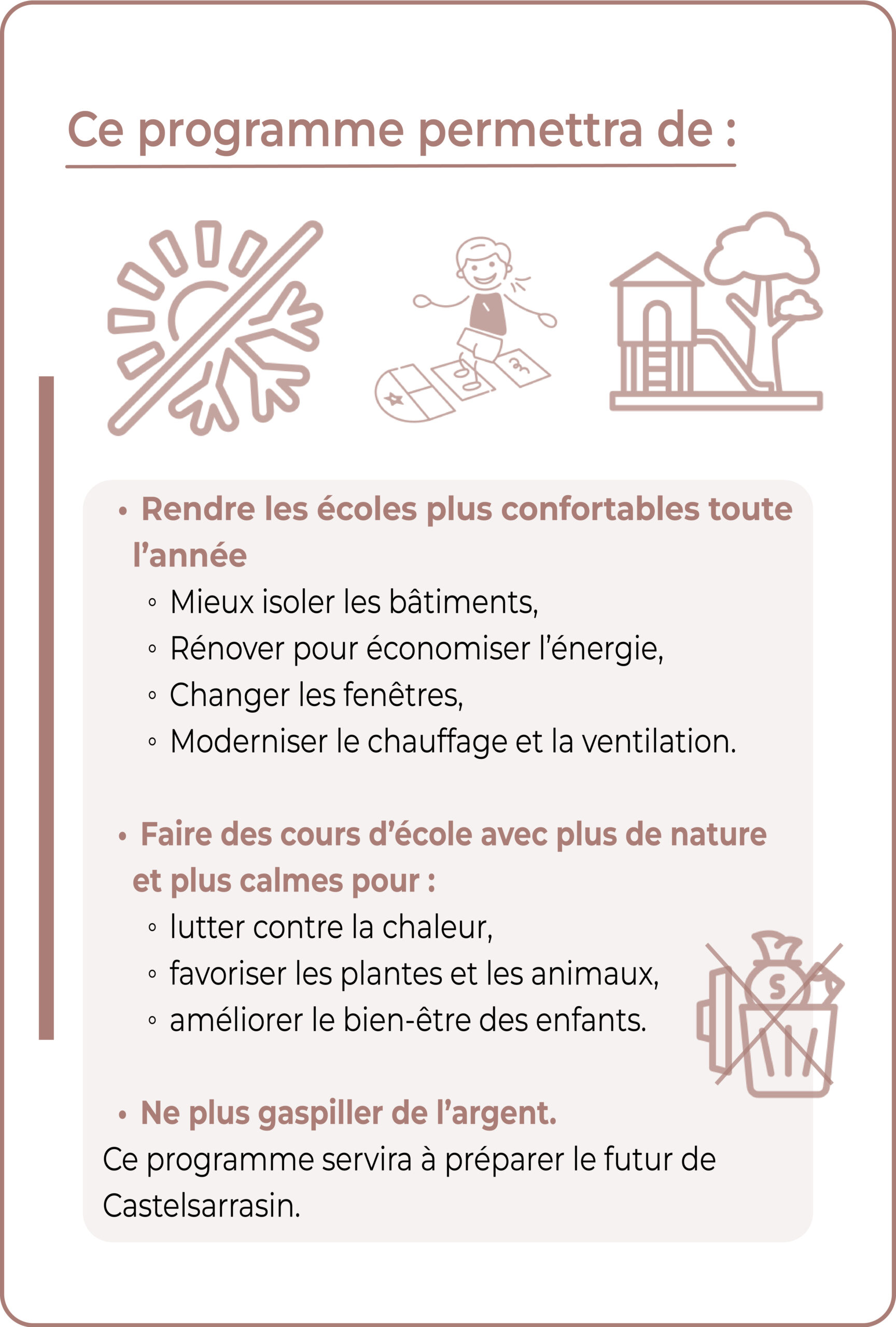 A quoi va permettre le programme de rénovation et modernisation des école de CASTELSARRASIN