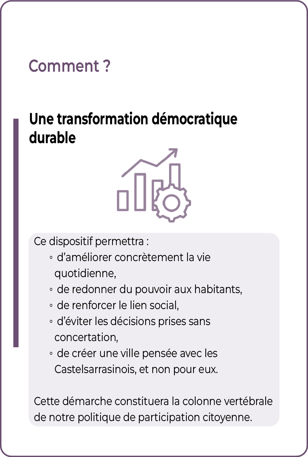 Amélioration concrète de la vie quotidienne des Castelsarrasinois
