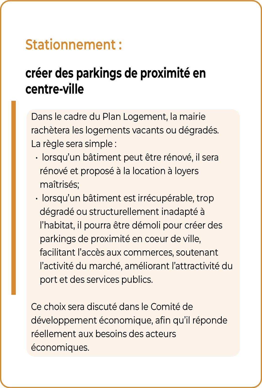 Créer des parkings de proximité en centre -ville de Castelsarrasin
