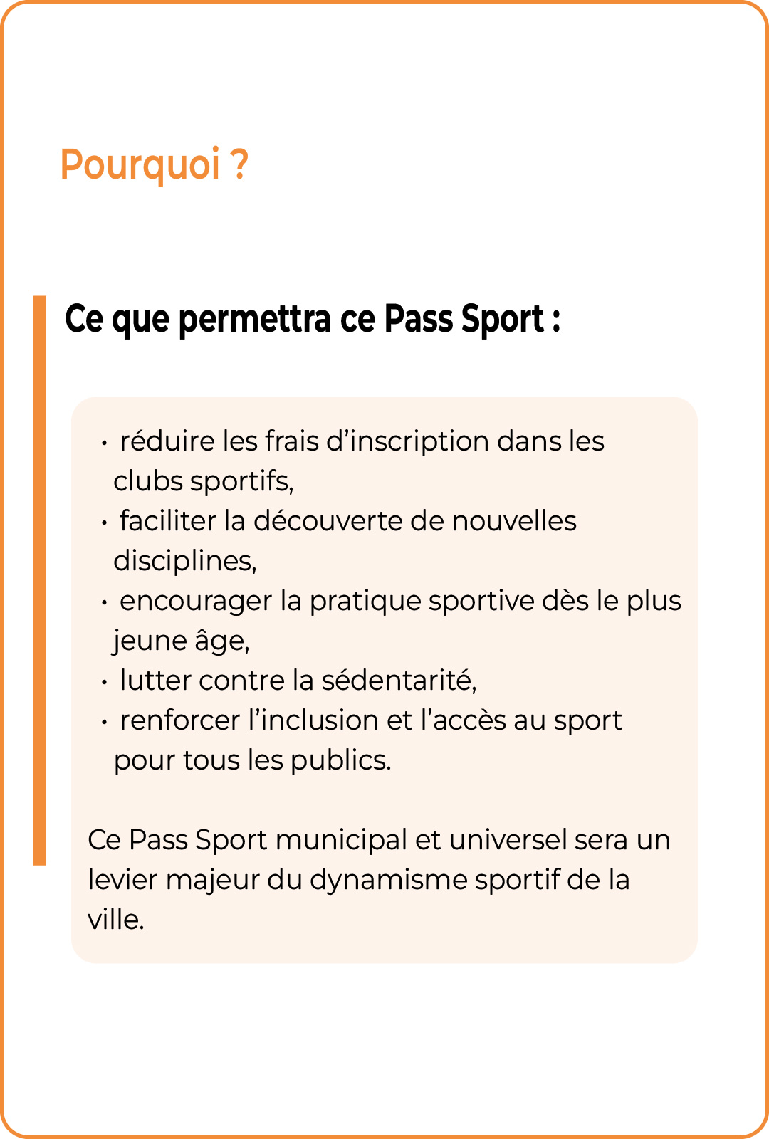 Ce Pass Sport municipal et universel sera un levier majeur du dynamisme sportif de la ville